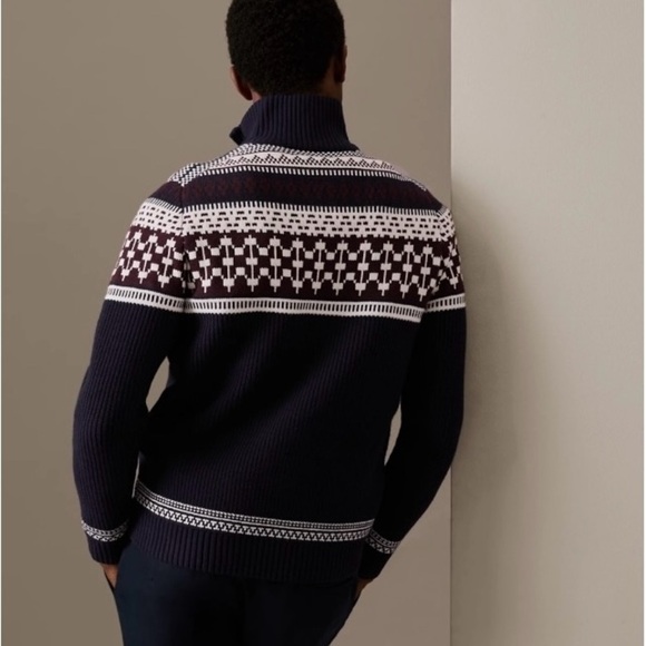 Marks & Spencer Cotton Blend Fair Isle Half Zip Jumper - Size Large - Picture 11 of 11